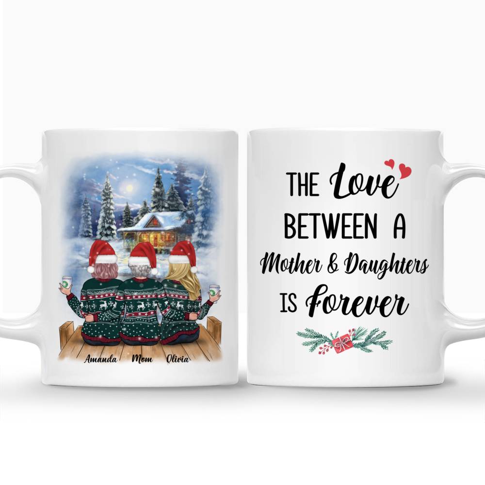 Personalized Mug - Winter Cottage Mug - The Love Between A Mother And Daughters Is Forever_3