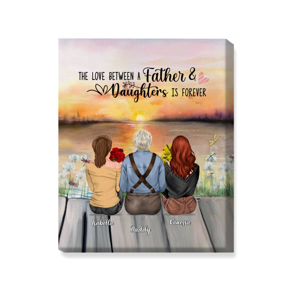 Personalized Wrapped Canvas - Father's Day - The Love Between A Father And Daughters Is Forever (Sunset)_1
