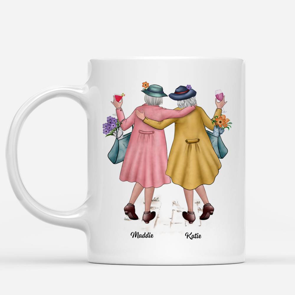 Personalized Mug - Sisters - Elderly Sisters -  Side By Side, Or Miles Apart Sisters Will Always Be Connected By The Heart_1