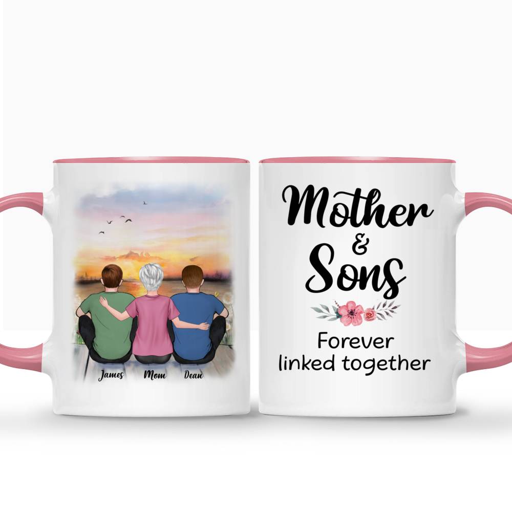 Personalized Mother & Son Mug - Mother And Sons Forever Linked Together_3