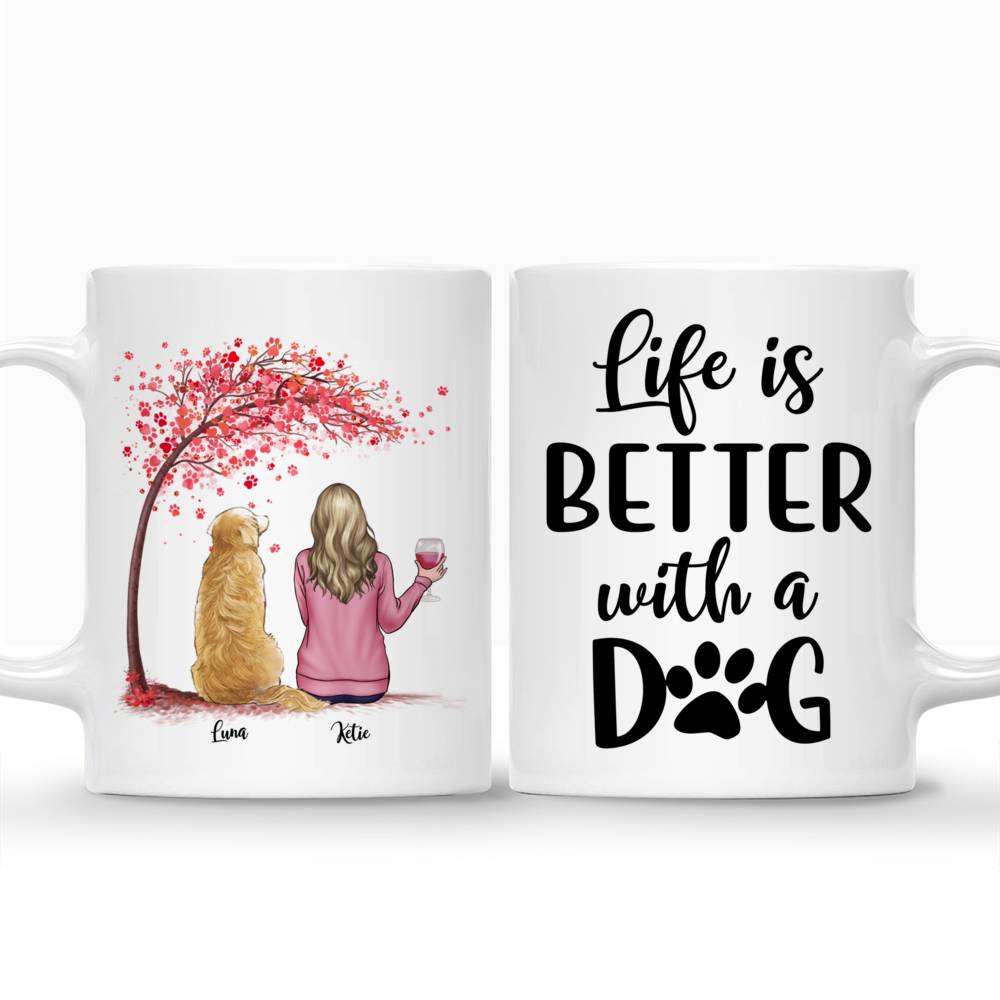 Personalized Girl and Dogs Mug - Life Is Better With A Dog (Paws)_4