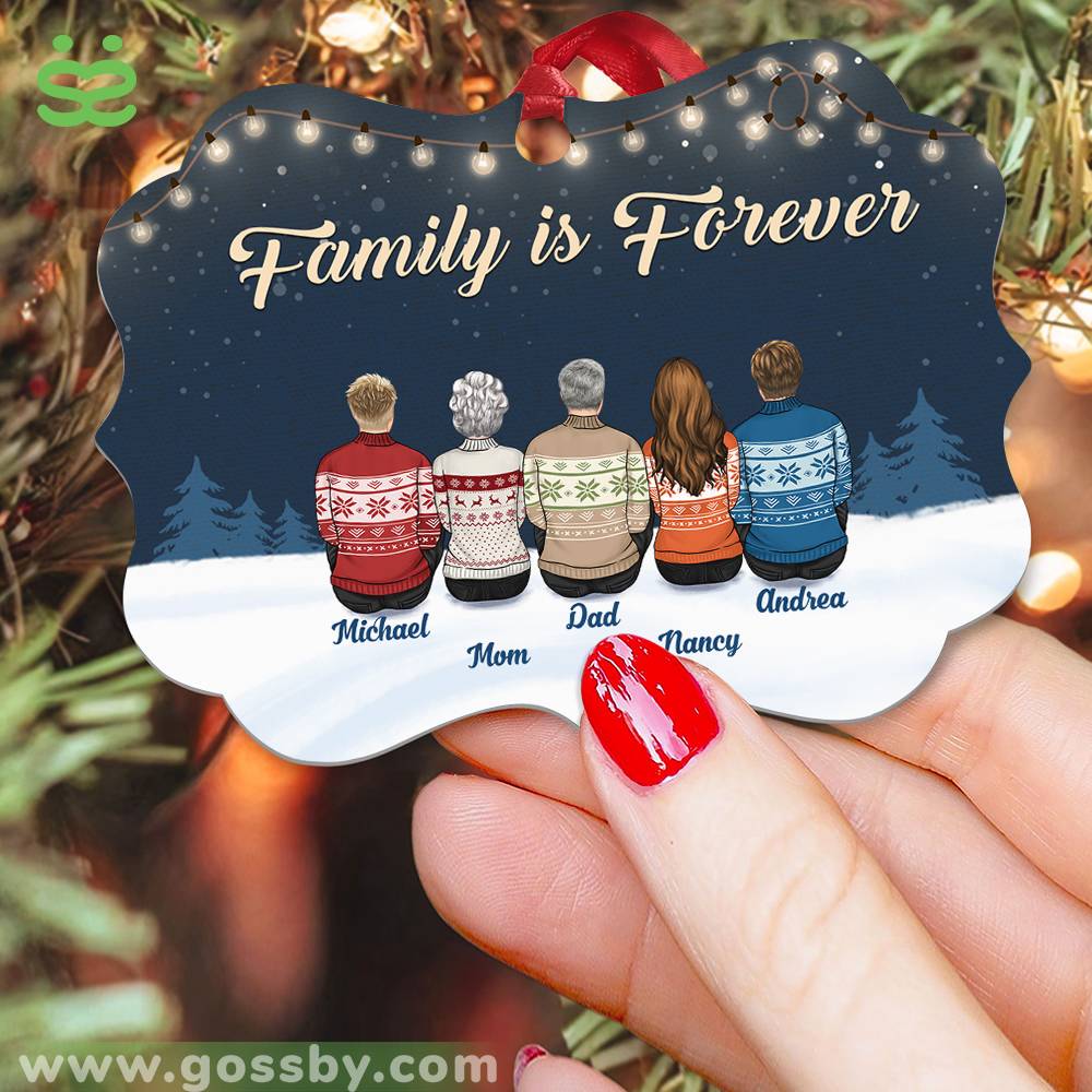 Personalized Ornament - Family Christmas - Side by Side or Miles apart Brothers and Sisters will always connected by heart (9866)_3