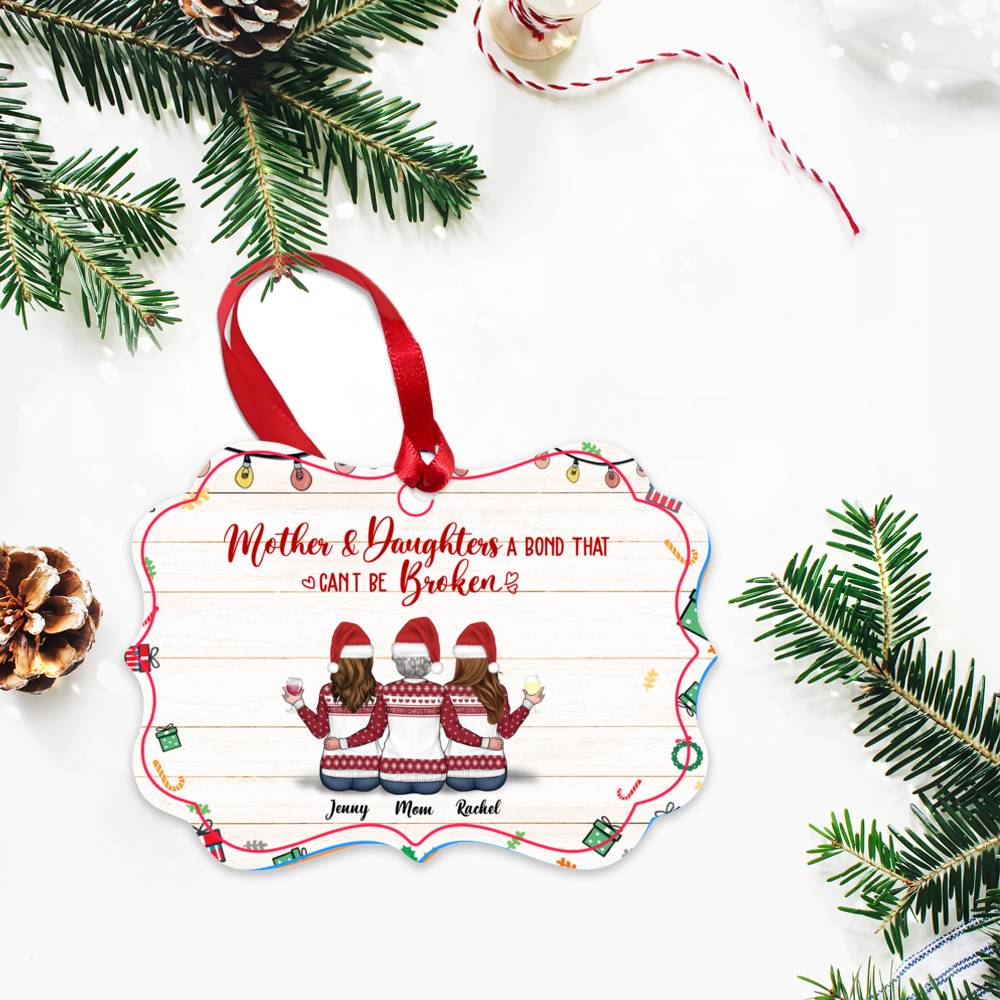 Personalized Ornament - Custom Ornament BG5 - Up to 4 daughters - Mother & daughters, a bond that cant be broken_2