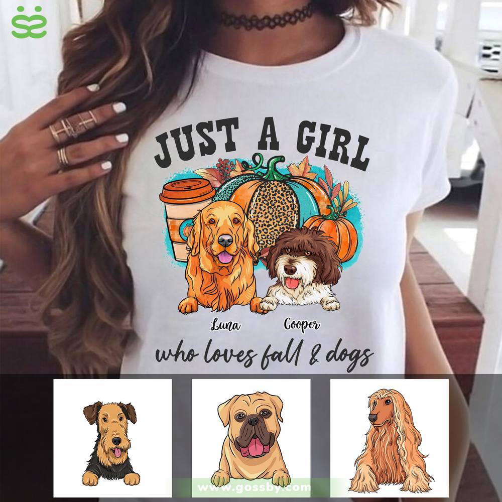 Personalized Shirt - Dogs - Just A Girl Who Loves Fall And Dogs_1