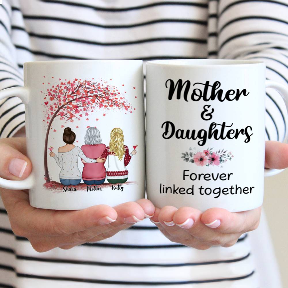 Personalized Mug - Mother and Daughter - Mother & Daughters forever linked together (3233)