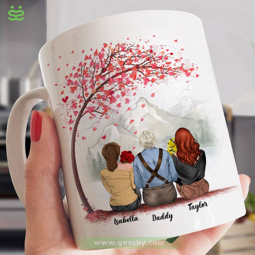 Personalized Mug - Father's Day - Father and Daughters Forever Linked Together (New)_1