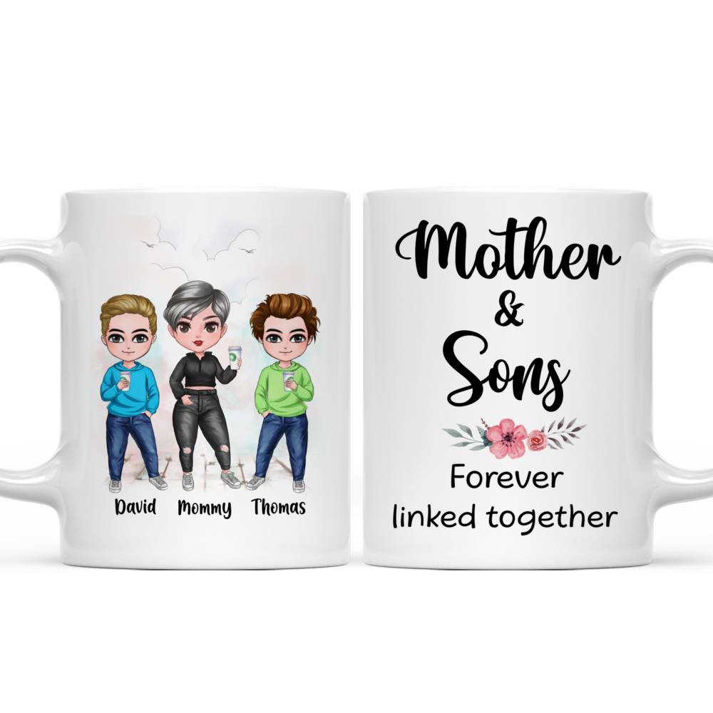 Personalized Mug - Mother and Sons - Mother & Sons Forever Linked Together (6863)_4