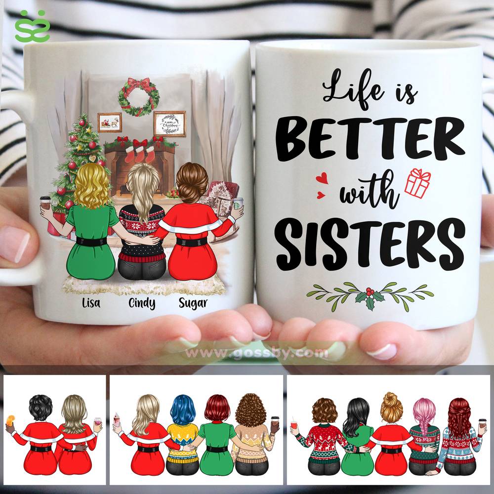 Personalized Mug - Up to 6 Sisters - Life Is Better With Sisters (8780)