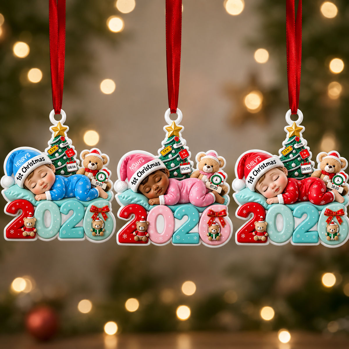 New Baby Ornament - Personalized Baby’s 1st Christmas 2026 Ornament - Custom Name, Birth Date, Weight, Length & Time Keepsake - Personalized Acrylic Custom Shape 3D Ornament - Personalized Acrylic Custom Shape 3D Ornament_1