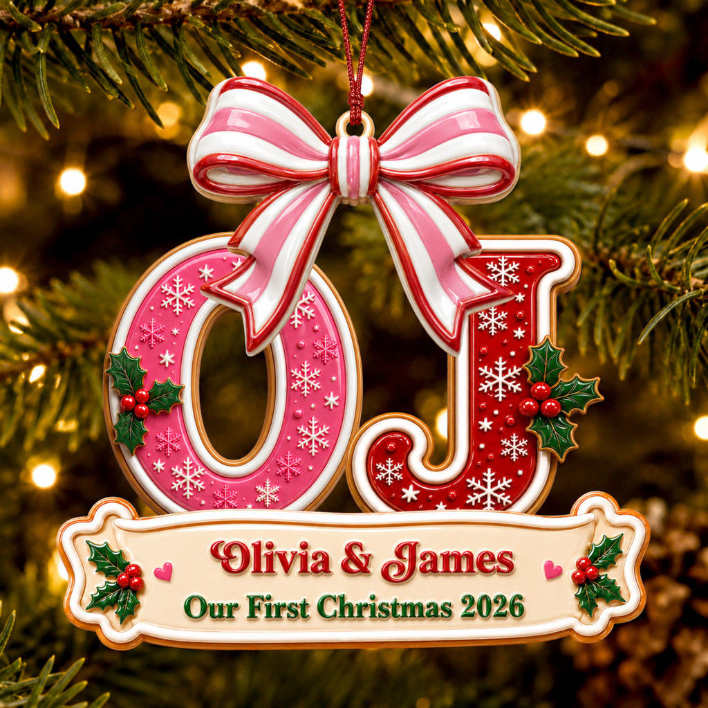 Personalized Our First Christmas 2026 Ornament – Custom Couple Names Christmas Keepsake