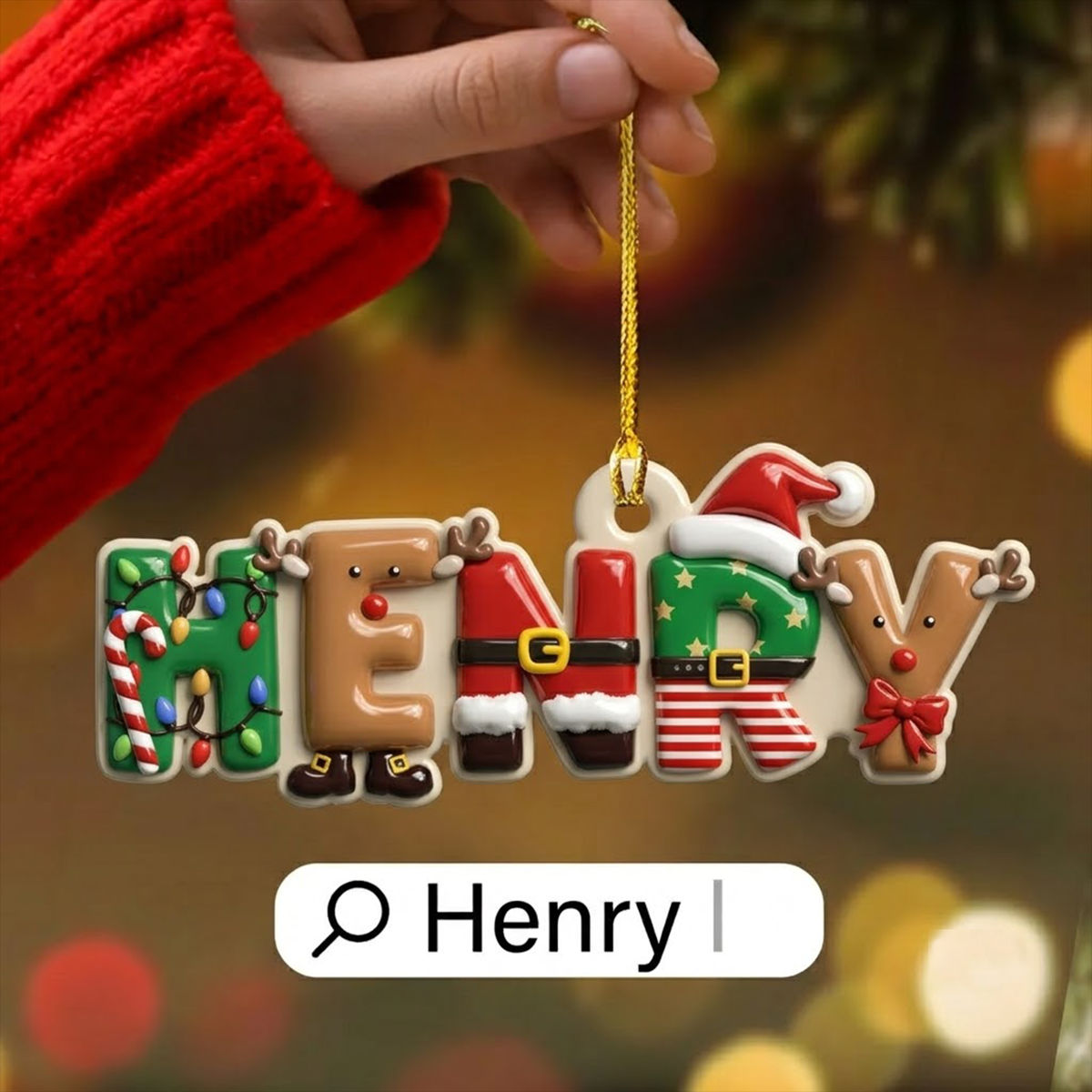 Personalized Set - Personalized Christmas Name Letter Ornament 3D - Kids Ornament, Family Name Christmas Stocking Tag_4