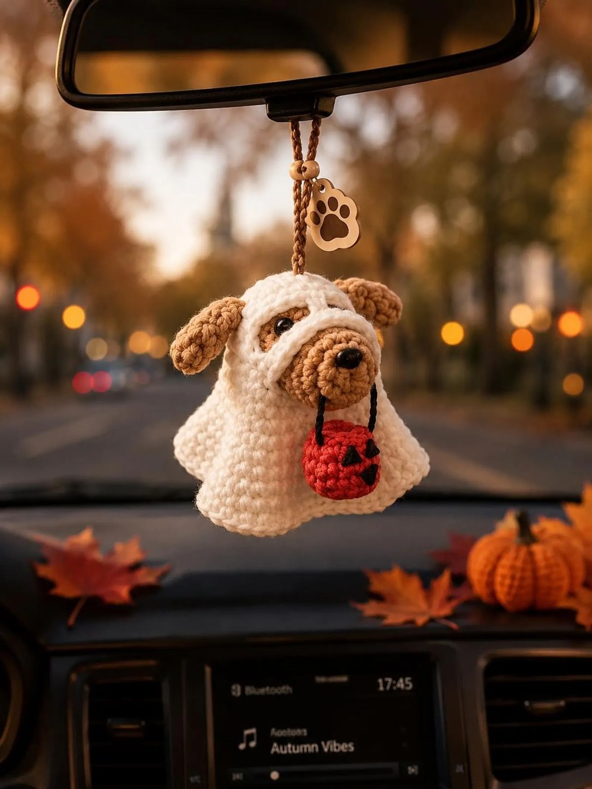 Car Accessories - Crochet Ghost Cat with Pumpkin Basket – Cute Halloween Amigurumi Plush, Trick or Treat Home Decor, Halloween Decor, Handmade Cat Lover Gift - Personalized Trendy 2026_8