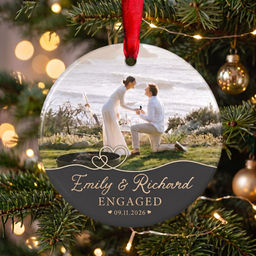 Couple Christmas - Proposal Ornament, Engagement Keepsake for Newly Engaged - Personalized Photo Ornament