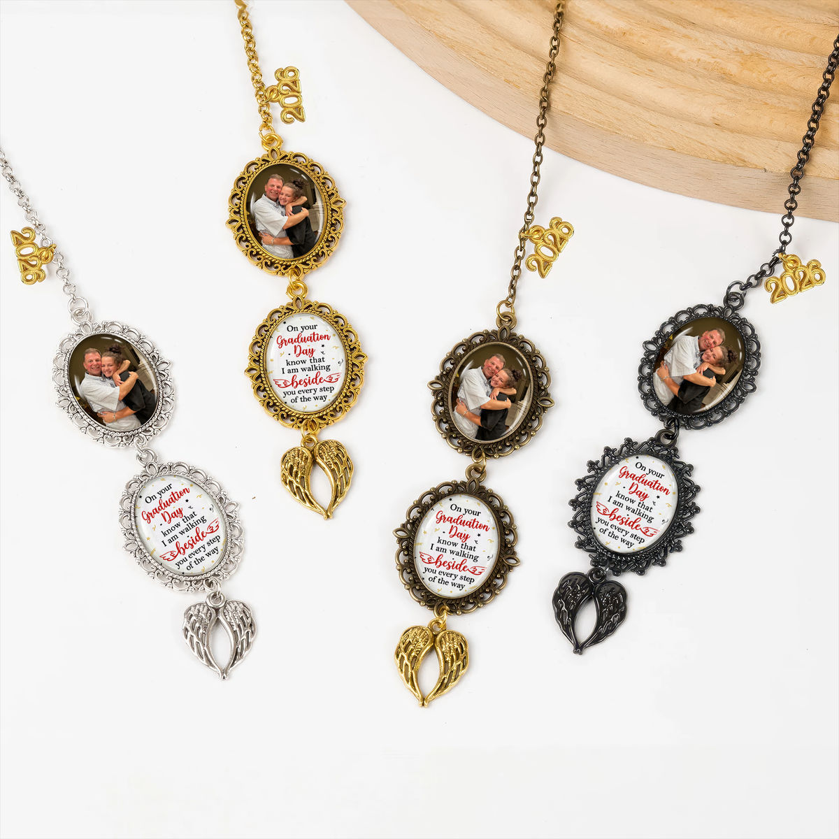 Custom Graduation Tassel Photo Charm - Memorial Picture Charm, Walking Beside You Every Step, Grad Cap Keepsake Remembrance Gift_3