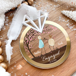 Couple Gift - Engaged 2025, New Engaged Gift, Gift for Husband, Wife - Personalized Acrylic Ornament with Acrylic Piece_4