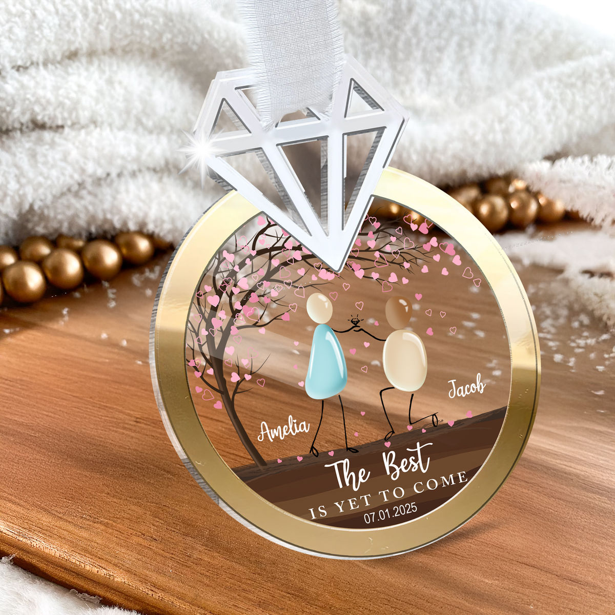 Couple Gift - The Best is Yet to come, New Engaged Gift, Gift for Husband, Wife - Personalized Acrylic Ornament with Acrylic Piece_1