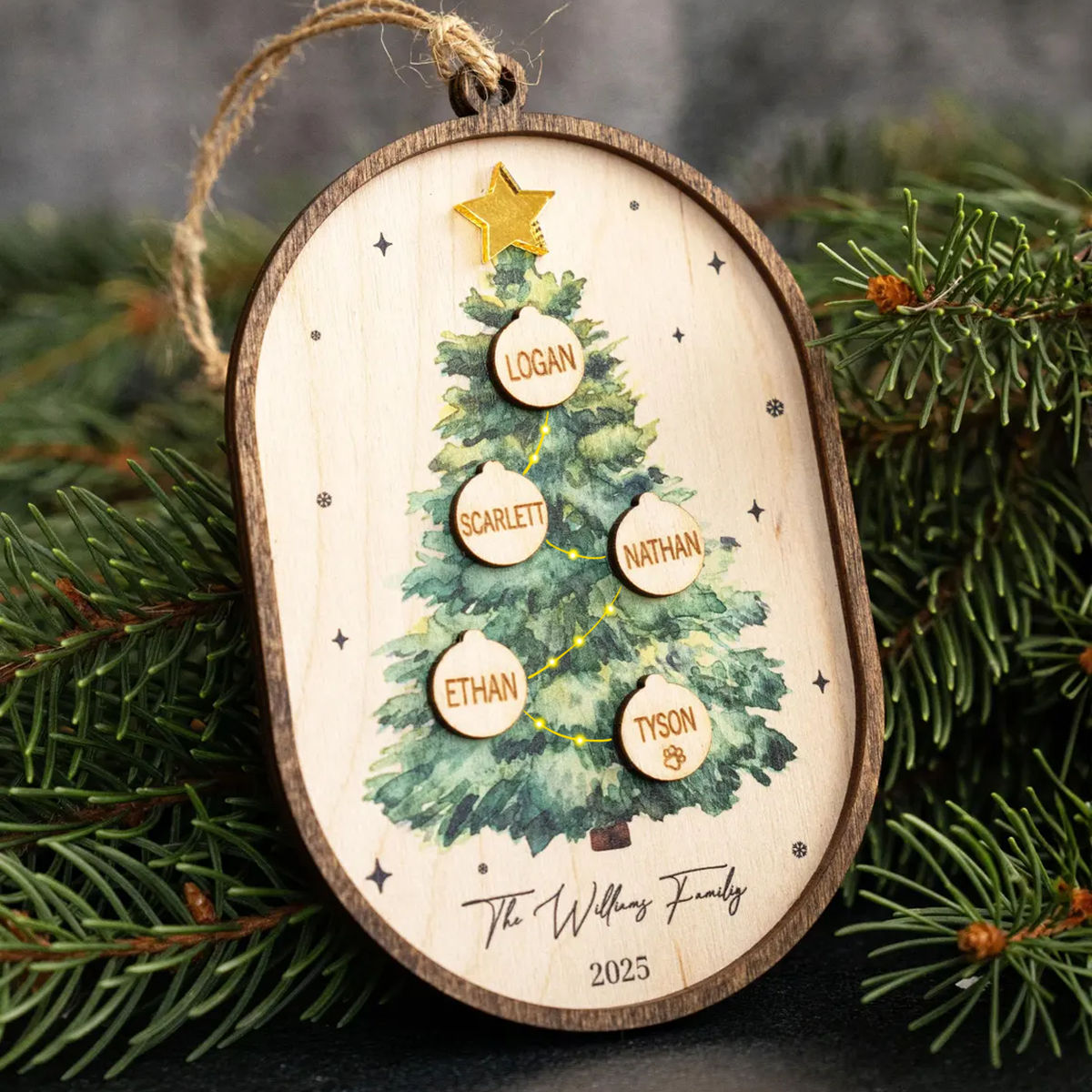 Christmas Family Ornament - Up to 12 People - The Smith Family - Personalized Ornament