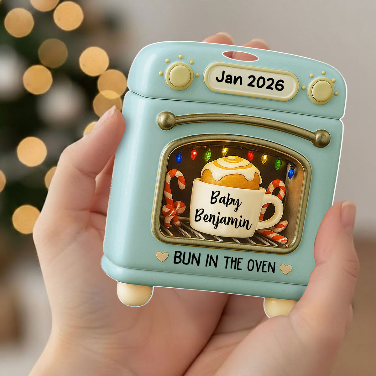 Bun In Oven Christmas Acrylic Ornament, 2D FLAT Expecting Baby, Mom To Be Gift