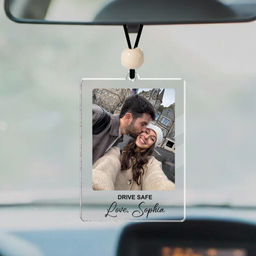 Couple - Valentine's Day - Personalized Photo Car Hanging Ornament, Valentine's Day Gift for Him, Gift for Her, Couple Gift, Couple Photo - Personalized Photo Acrylic Car Hanger with Beaded String_1