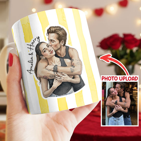 Watercolor Portrait Photo Mug