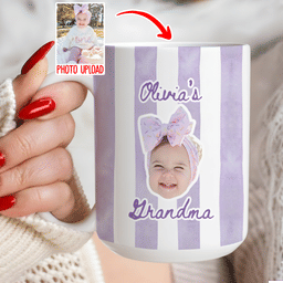 Cabana Stripe Mug - Photo Upload - Personalized Mug for Dad, Grandma, Granpa, Mom, Family ...  Gift for Birthday, Mother's Day, Father's Day, Trendy 2026 - Personalized Photo Printfull Mug