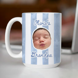 Cabana Stripe Mug - Photo Upload - Personalized Mug for Dad, Grandma, Granpa, Mom, Family ... Gift for Birthday, Mother's Day, Father's Day, Trendy 2026 - Personalized Photo Printfull Mug_4