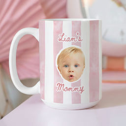 Cabana Stripe Mug - Photo Upload - Personalized Mug for Dad, Grandma, Granpa, Mom, Family ... Gift for Birthday, Mother's Day, Father's Day, Trendy 2026 - Personalized Photo Printfull Mug_3