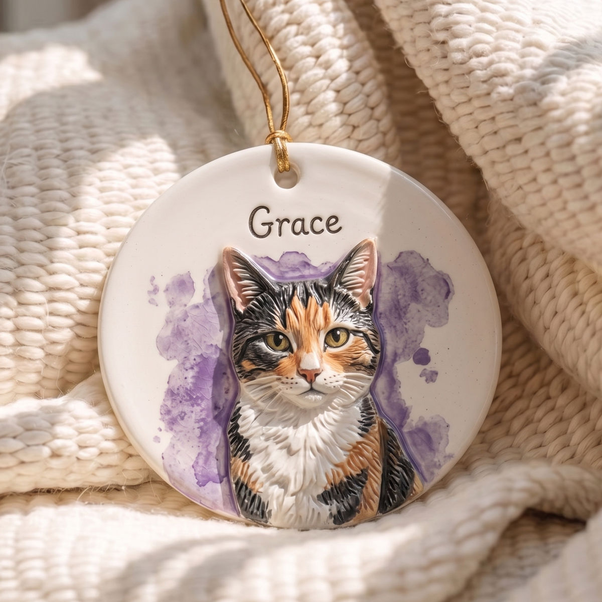 Personalized Pet Photo Ceramic Ornament - Custom Dog and Cat Keepsake Ornament Gift Boxed for Pet Parents - Personalized Photo Circle Ceramic 3D Ornament_1