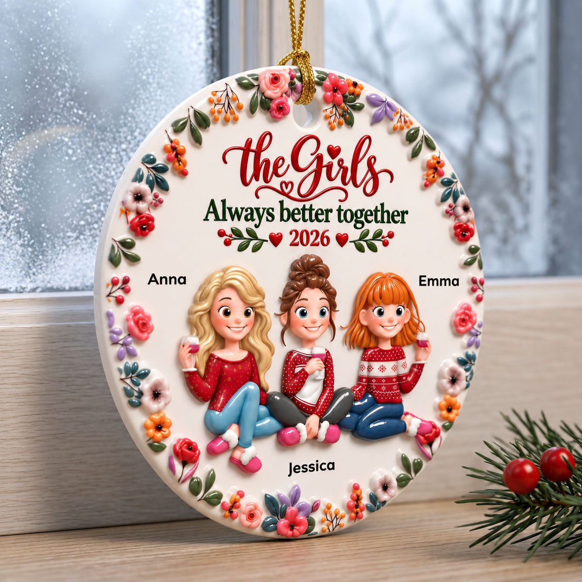 Personalized Best Friends Ceramic Ornament | Christmas_2