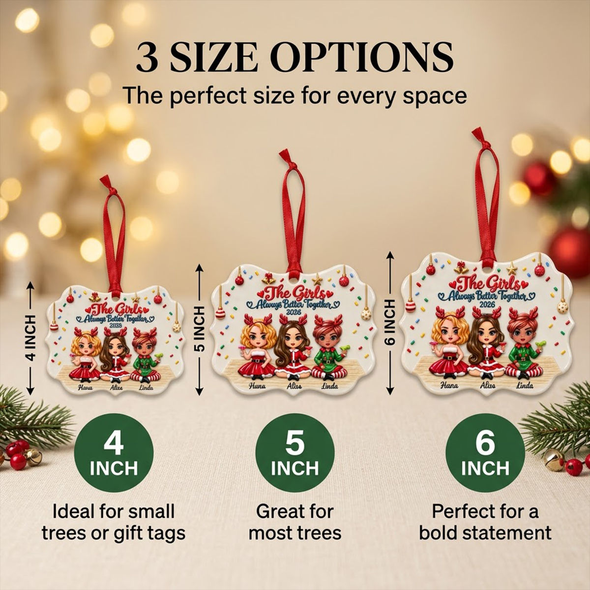 Personalized Best Friends Acrylic 3D Ornament - Up To 8 Dolls - The Girls Always Better Together 2026 - Personalized Acrylic Custom Shape 3D Ornament_4