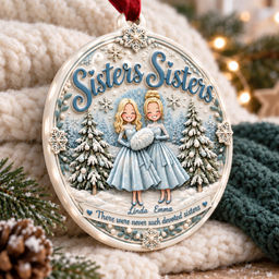 Up to 5 Sisters - Sisters Sisters - There were never such devoted Siters - 3D Relief Ornament - Personalized Circle Ceramic 3D Ornament_3