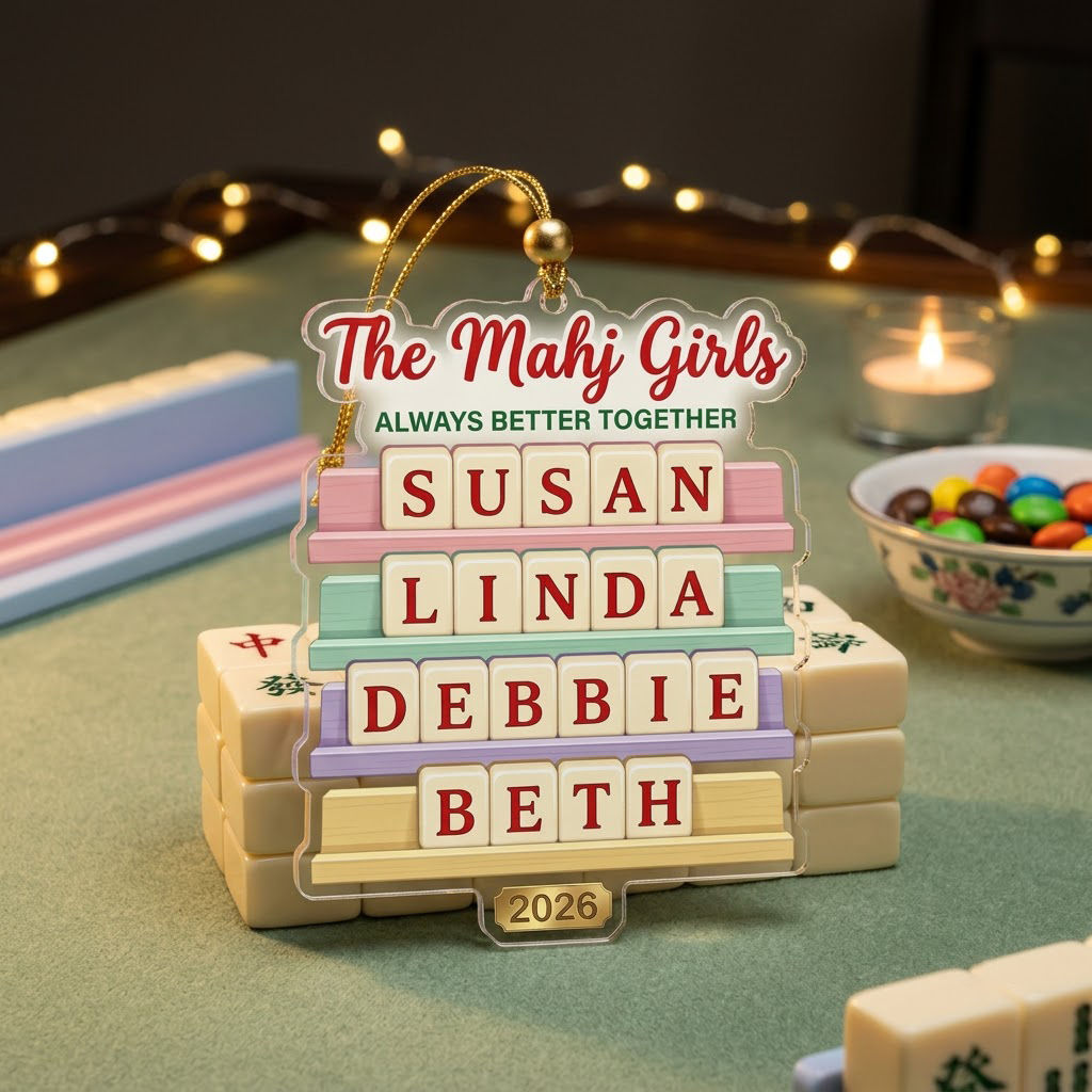 Custom Name Mahjong Club Ornament - Funny Mahjong Group Gift, Christmas Gift For Mahjong Club 2026, Game Night Keepsake, Mahjong Keepsake - Personalized Trendy Ornament_2