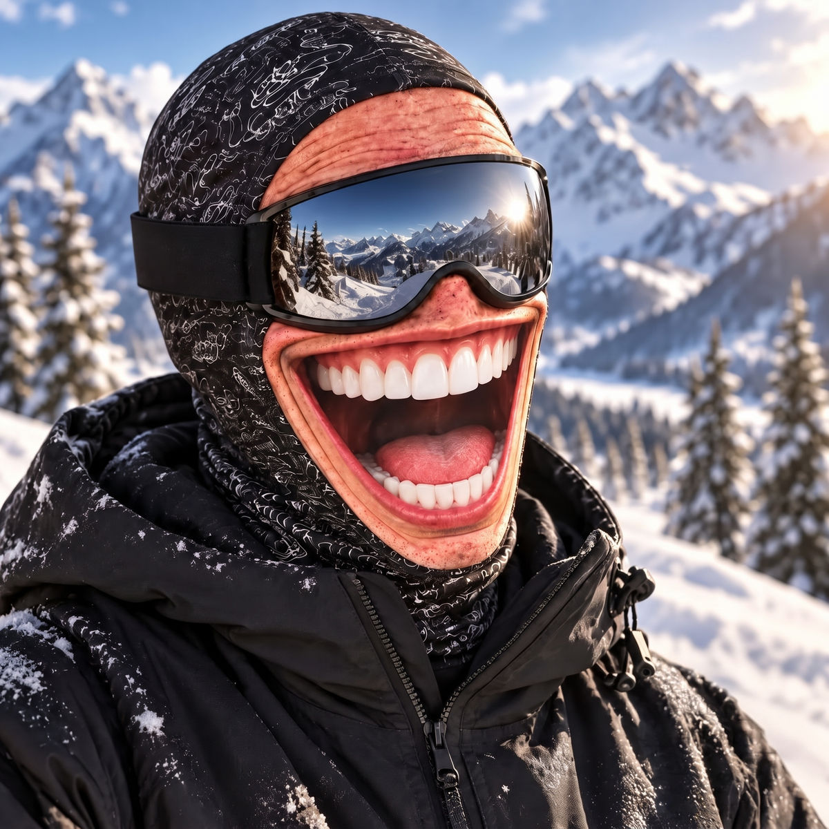 Funny Ski Mask Balaclava - 3D Printed Creepy Grin Face Mask for Skiing Snowboarding - Windproof Winter Thermal Hood Neck Warmer for Men & Women - Personalized Balaclava