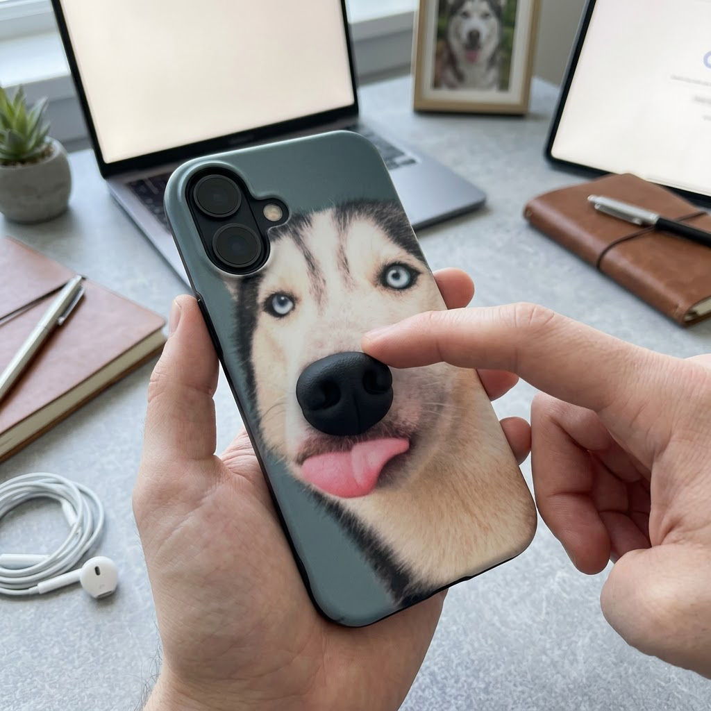 Personalized Photo Dog Nose Squishy Phone Case - Custom Real Dog Nose Print Shockproof Cover, Unique Interactive Dog Lover Gift_11
