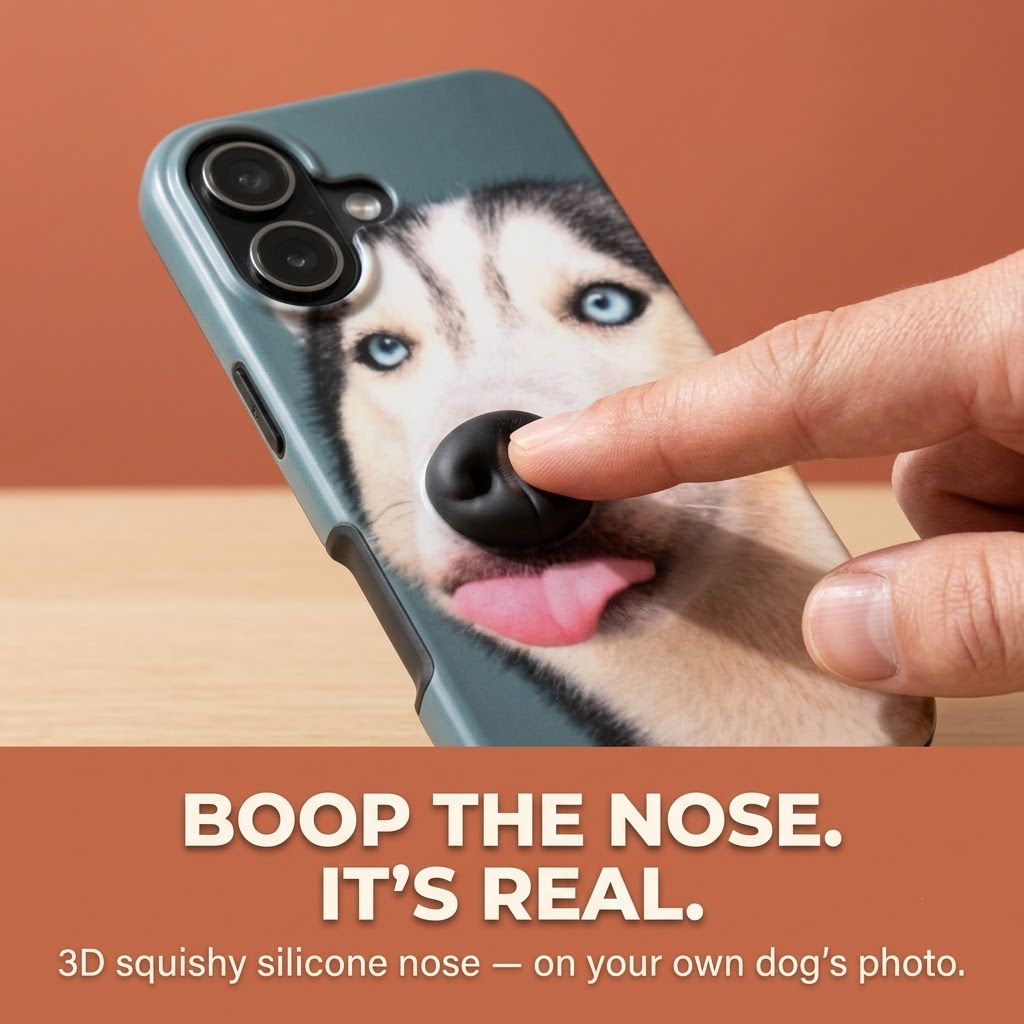 Personalized Photo Dog Nose Squishy Phone Case - Custom Real Dog Nose Print Shockproof Cover, Unique Interactive Dog Lover Gift_4