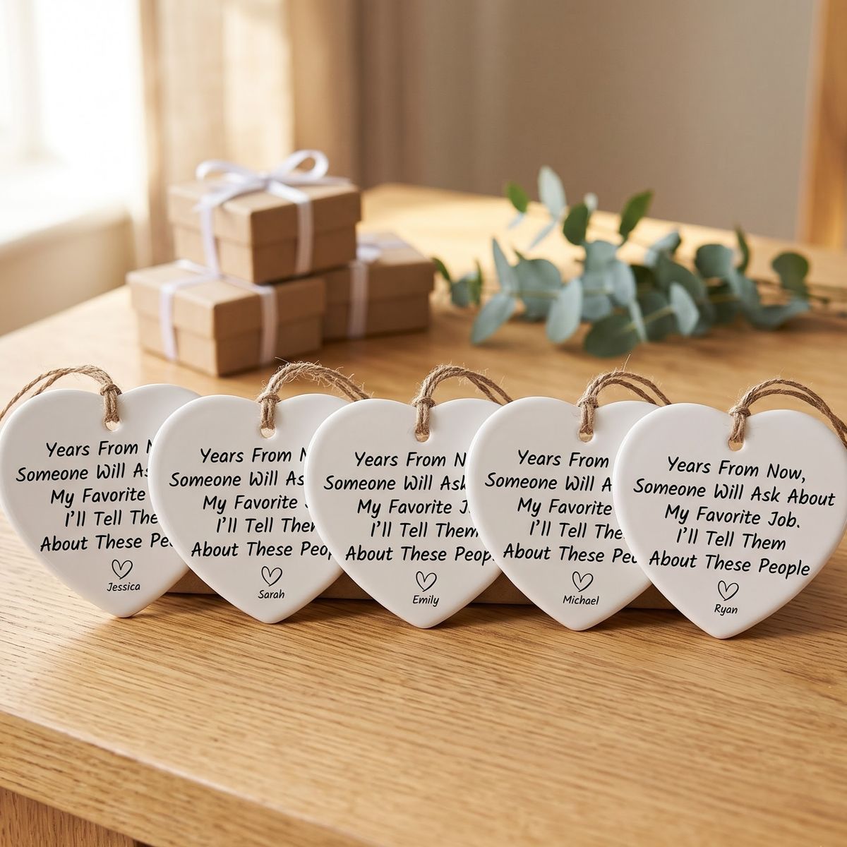 Personalized Ceramic Heart Ornament - Custom Coworker Farewell & Team Appreciation Gift, Thank You Employee Keepsake, Christmas Decoration_3