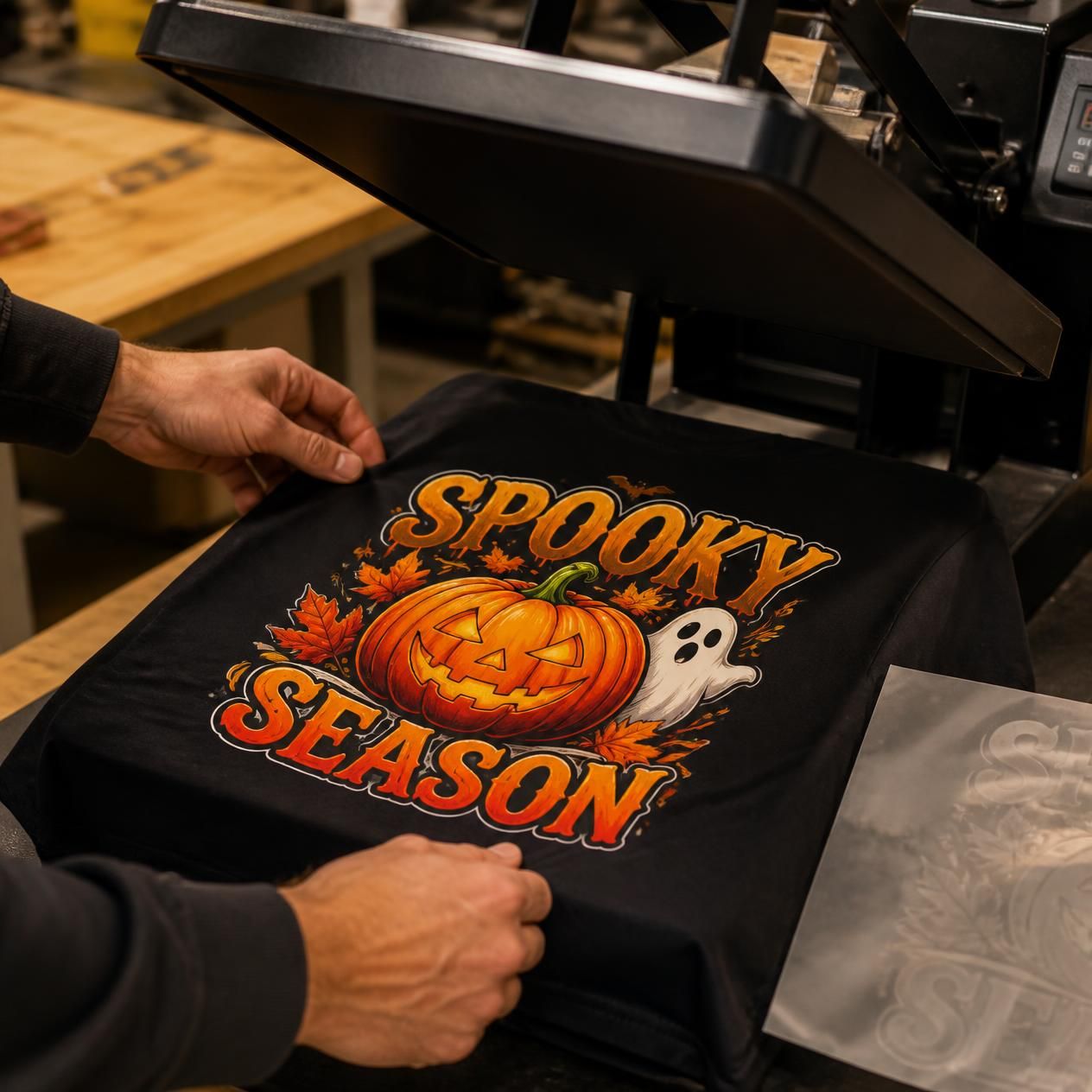 Pressing a DTF transfer onto a garment