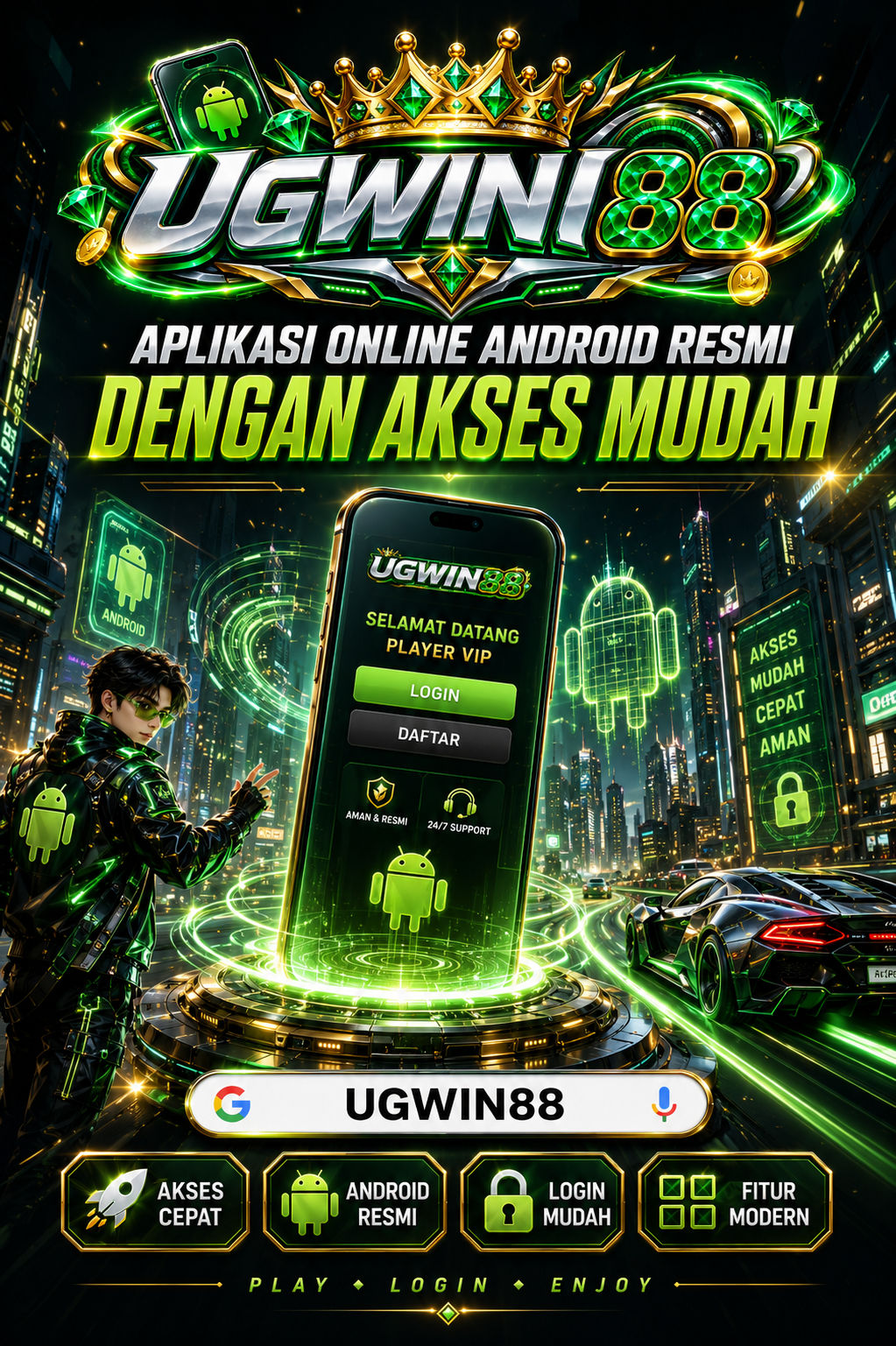 Pratinjau antarmuka UGWIN88 — aplikasi APK resmi Android v2.0.3