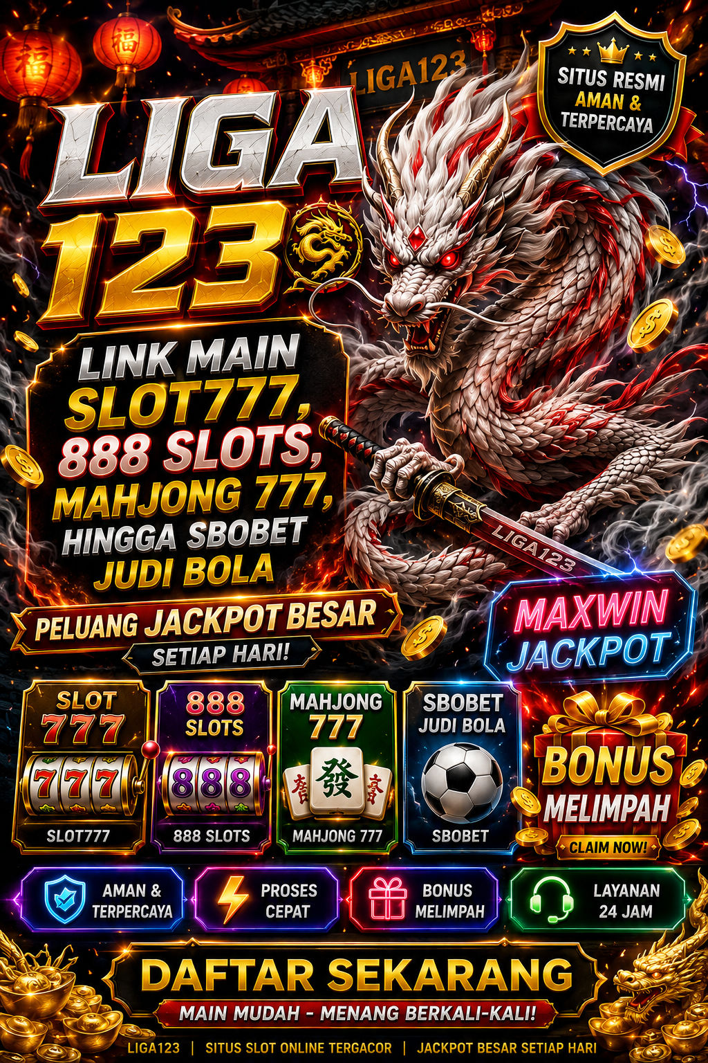 LIGA123 | Link Main Slot777, 888 Slots, Mahjong 777, hingga SBOBET Judi Bola dengan Peluang Jackpot Besar Setiap Hari