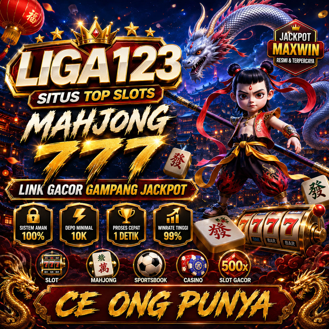Thumbnail 1 of 3, Poster, LIGA123 | Situs Top Slots Mahjong 777 Link Gacor Gampang Jackpot Resmi Terpercaya designed and sold by LIGA123.