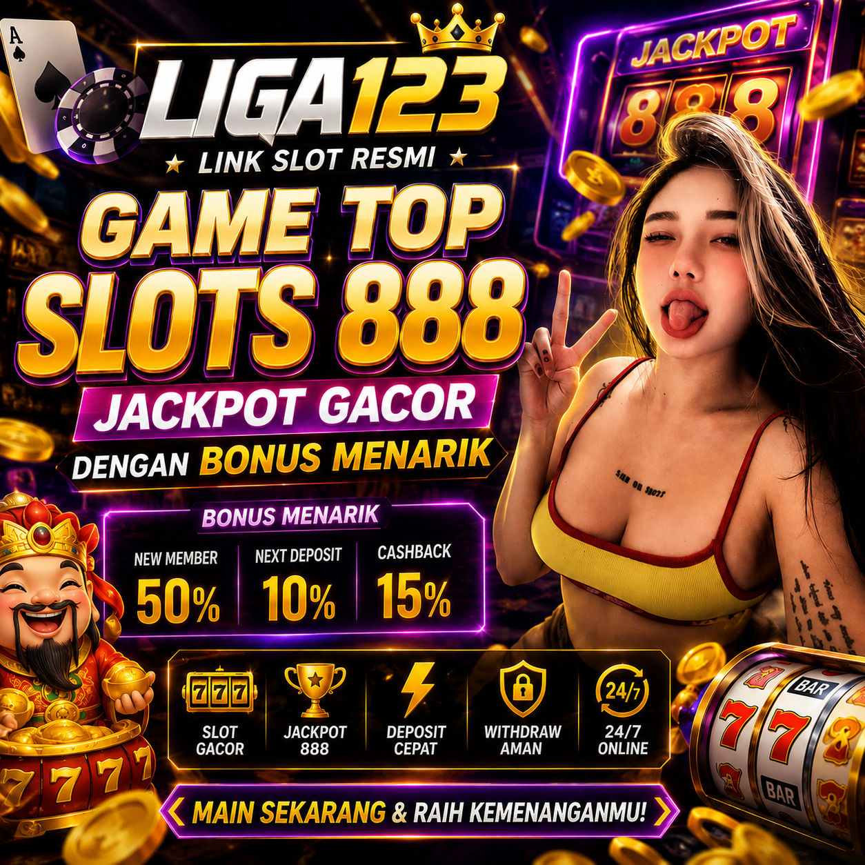 LIGA123 | Link Slot Resmi Game Top Slots 888 Jackpot Gacor Dengan Bonus Menarik 