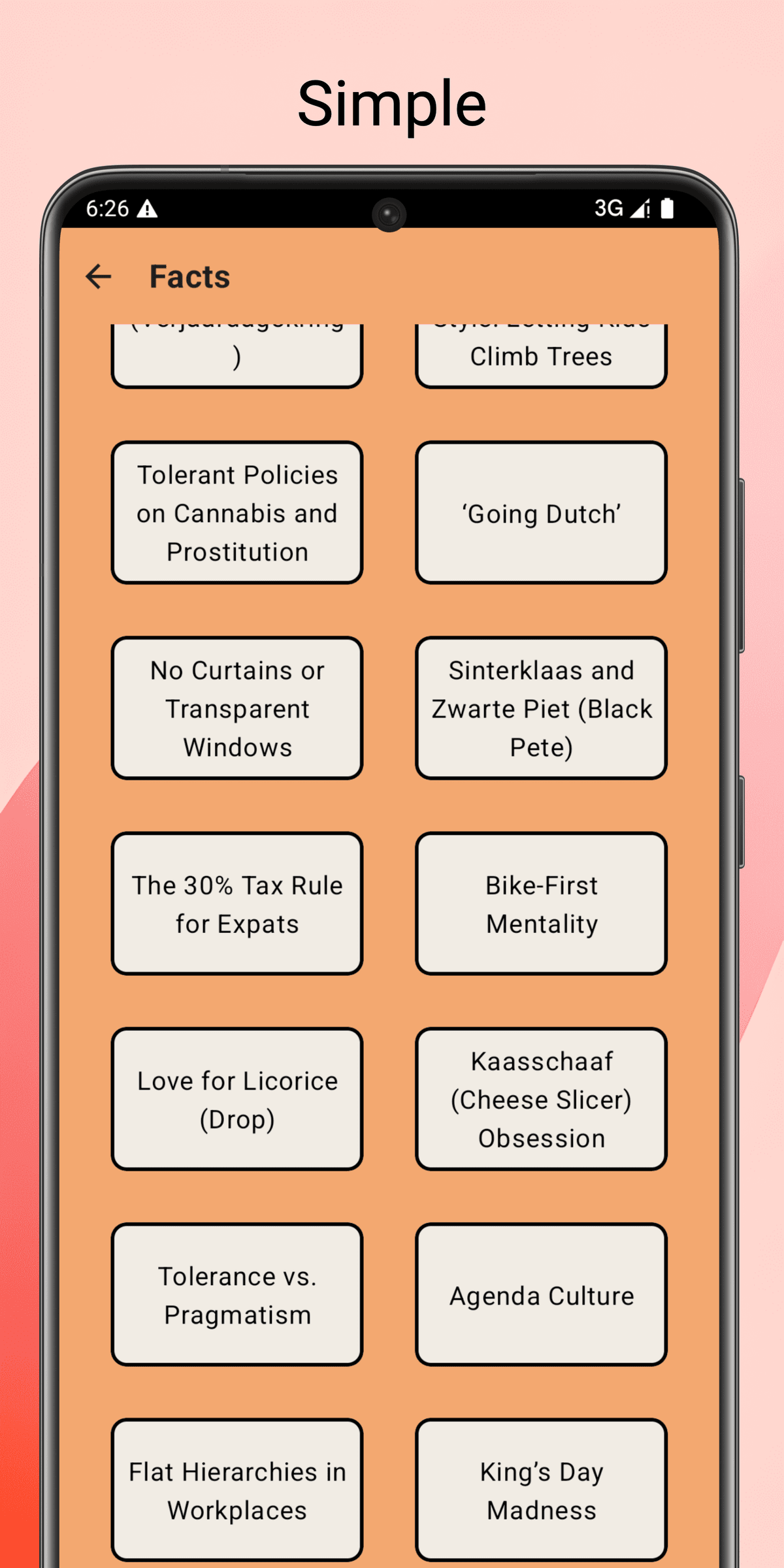 NLExpats Android simple user interface