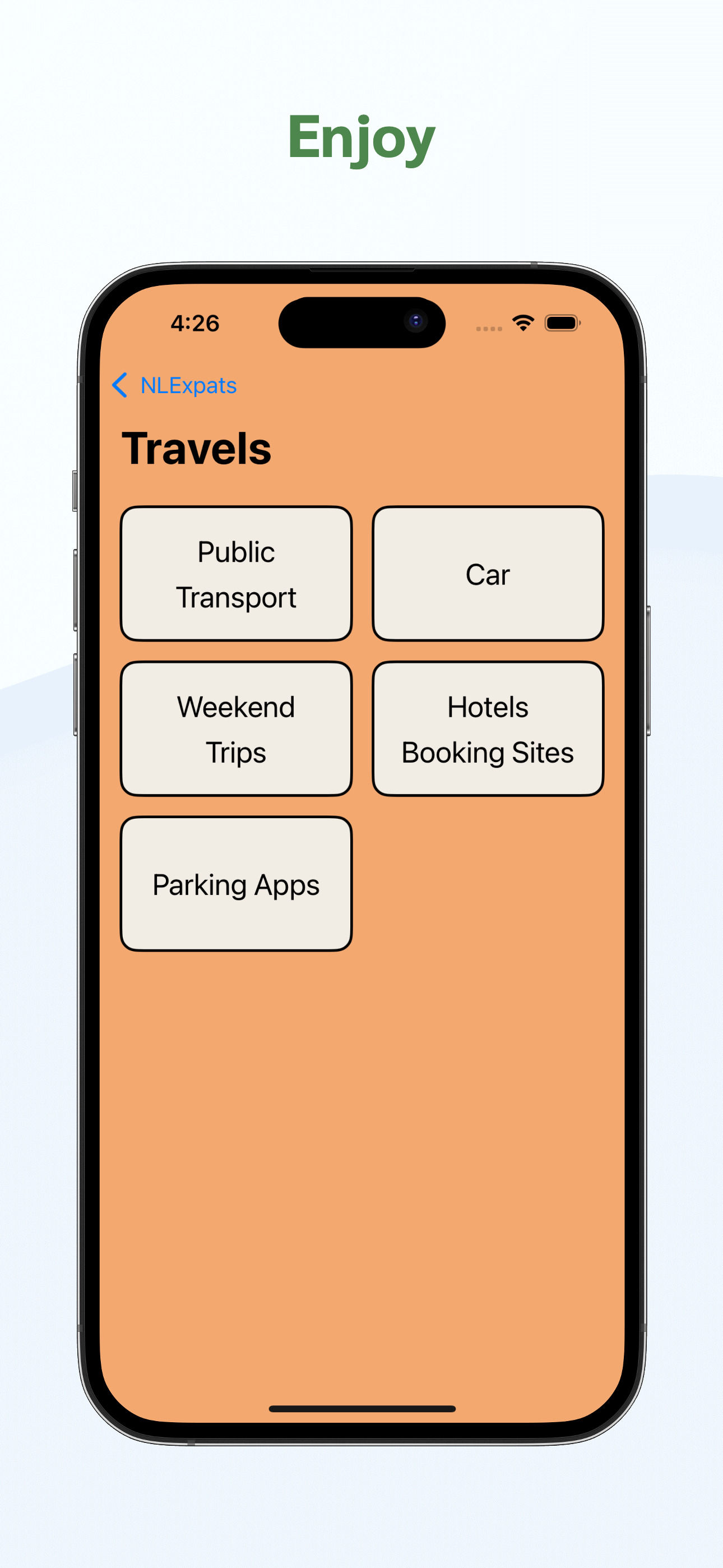 NLExpats travel guide screen showing Dutch cities to visit