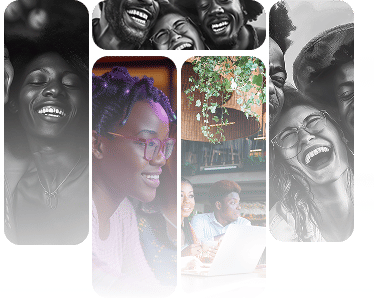 Community members collaborating in a co-working space