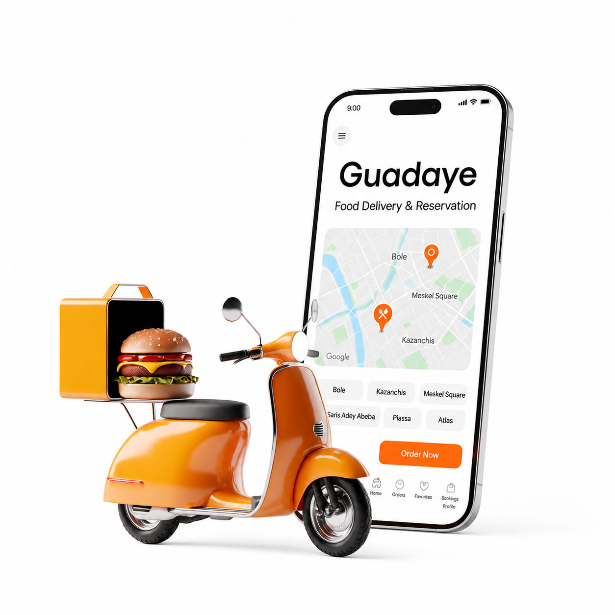 Guadaye delivery and reservation app preview