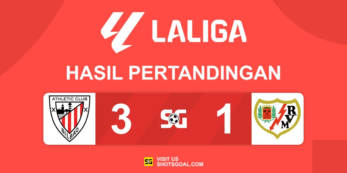 Athletic Club 3-1 Rayo Vallecano - Athletic Club Kembali Menang di Kandang