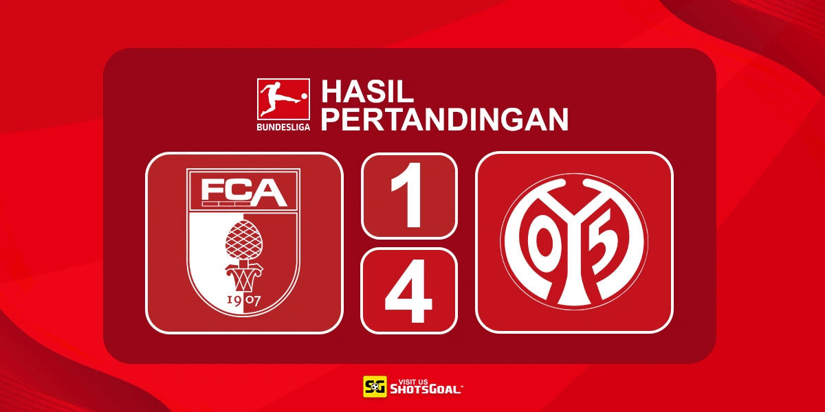 Augsburg 1-4 Mainz - Mainz Menang Telak Meski Dapat Kartu Merah