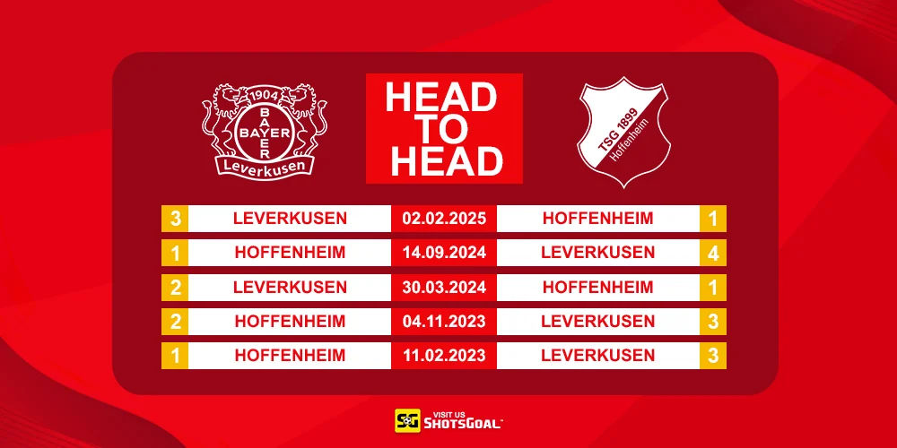 Head to Head Bayer Leverkusen vs Hoffenheim