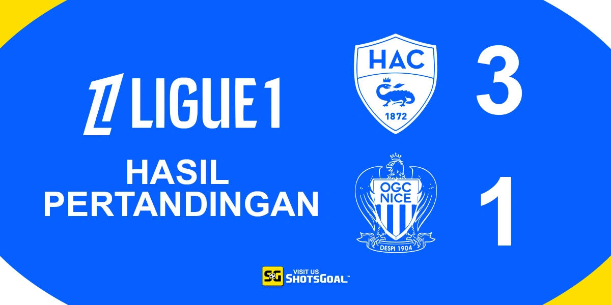 Le Havre 3-1 Nice - Nice Terjungkal di Stade Oceane