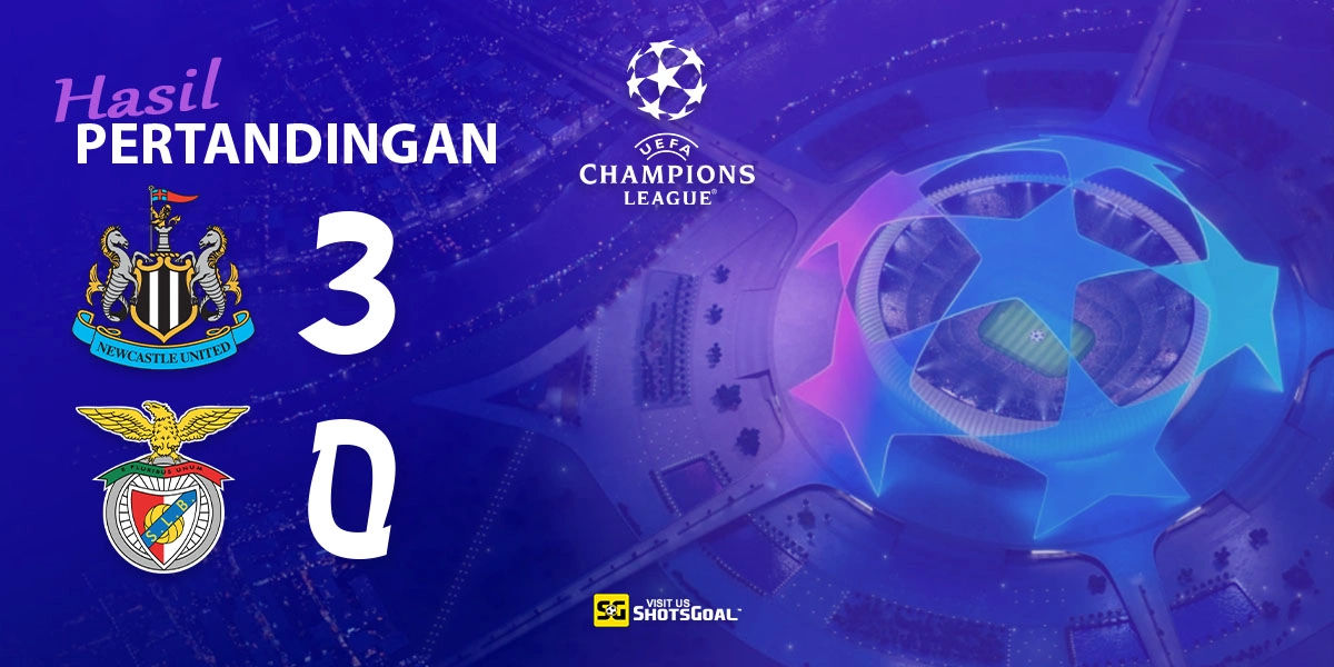Newcastle United 3-0 Benfica - Newcastle United Menang Telak